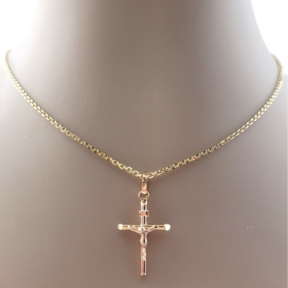 14 Karat Yellow Gold Toothpick Crucifix Pendant #20905 - Picture 9 of 10